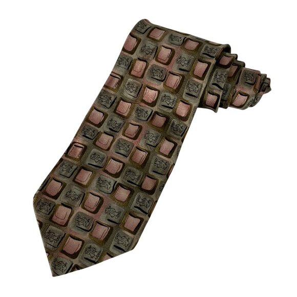 J Garcia Tie Fish Ltd Edition Collection 42 Pink Green Silk Geometric 2006 - Picture 1 of 5